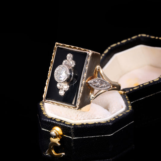 The Vintage Black Onyx and Diamond Ring
