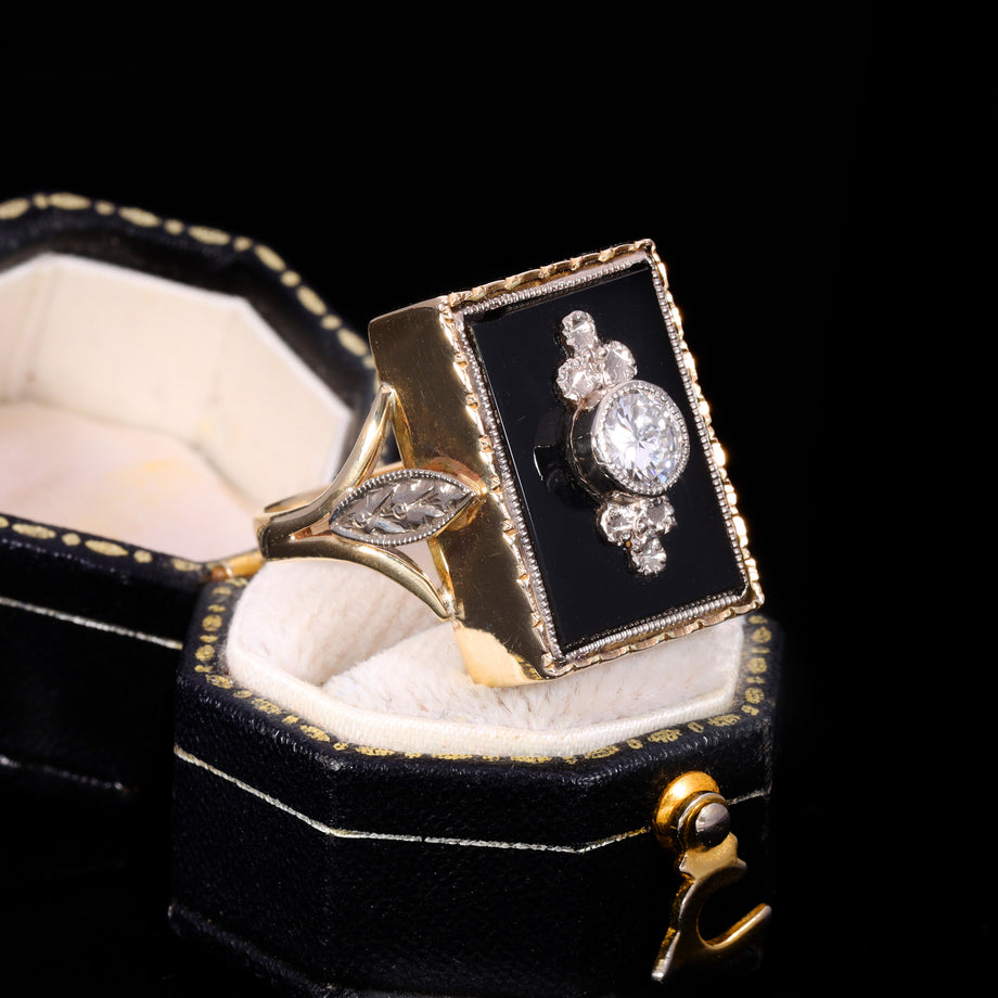 The Vintage Black Onyx and Diamond Ring