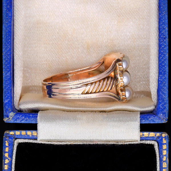 The Antique Georgian Pearl and Enamel Elaborate Ring - Antique Jewellers