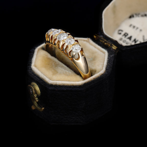 The Antique 1912 Old Cut Diamond Classic Boat Ring - Antique Jewellers