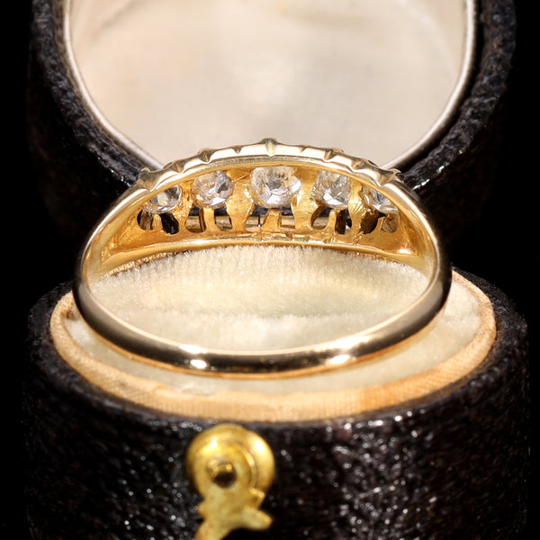 The Antique 1912 Old Cut Diamond Classic Boat Ring - Antique Jewellers