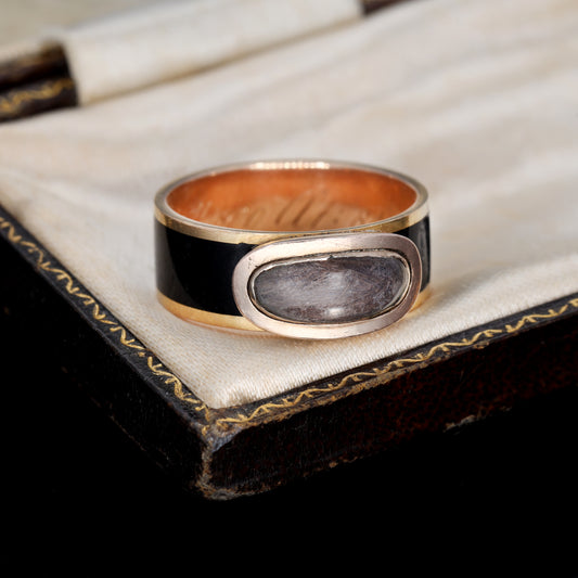 The Antique Georgian Glass Panel Mourning Ring - Antique Jewellers