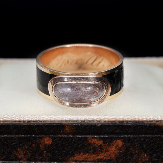 The Antique Georgian Glass Panel Mourning Ring - Antique Jewellers