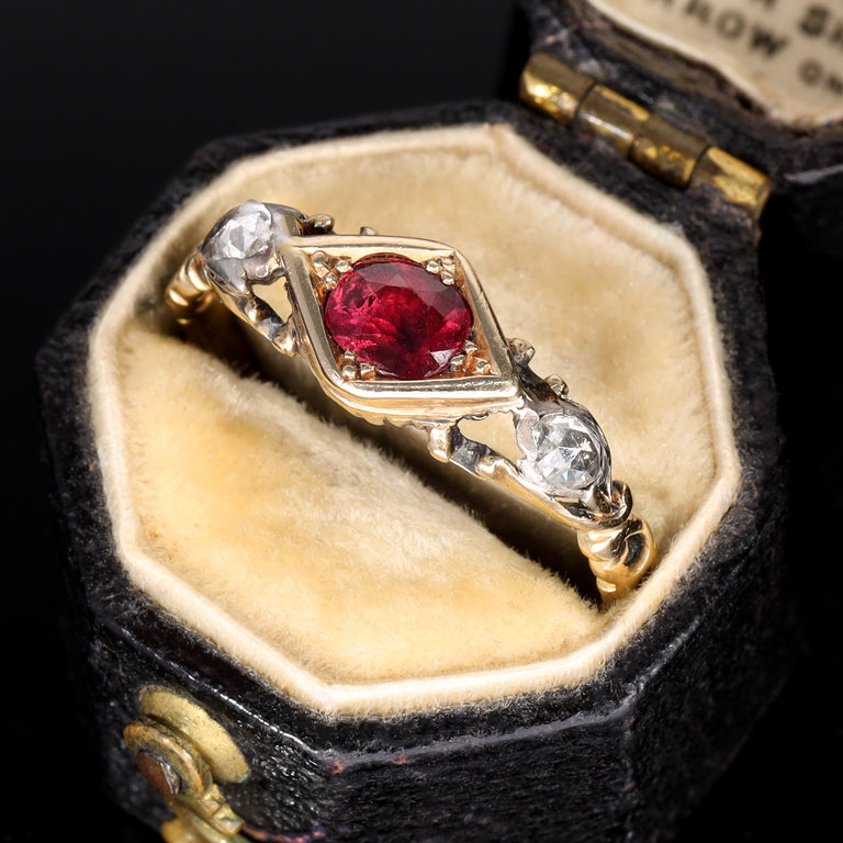 The Antique Georgian Ruby and Rose Cut Diamond Ring