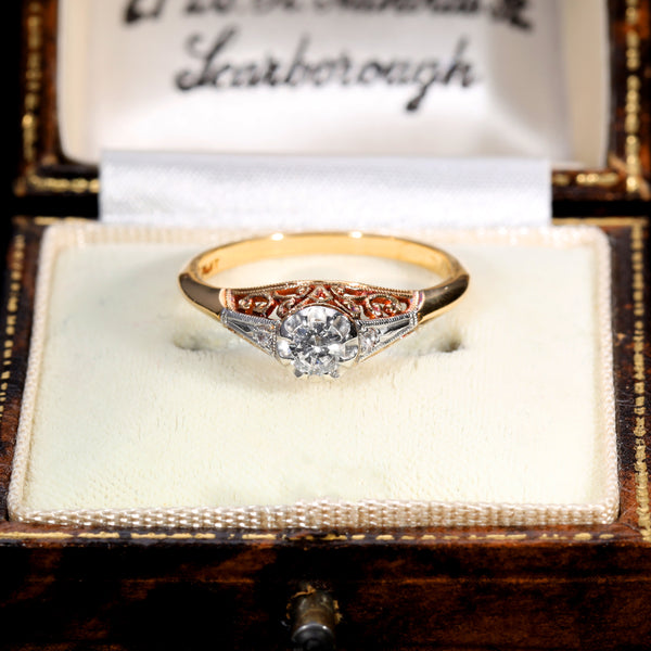 The Vintage Brilliant Cut Diamond Filigree Ring - Antique Jewellers