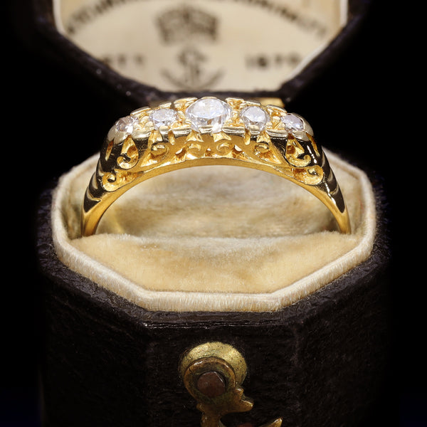 The Vintage Five Diamond Scrollwork Ring - Antique Jewellers