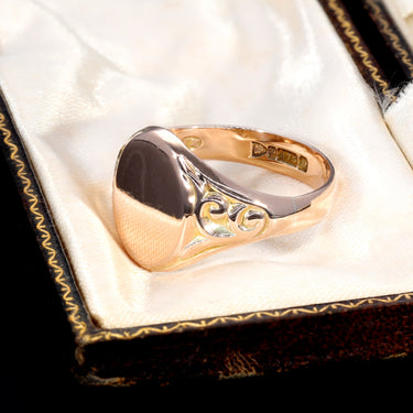 The Antique 1915 Oval Scrolled Signet Ring - Antique Jewellers