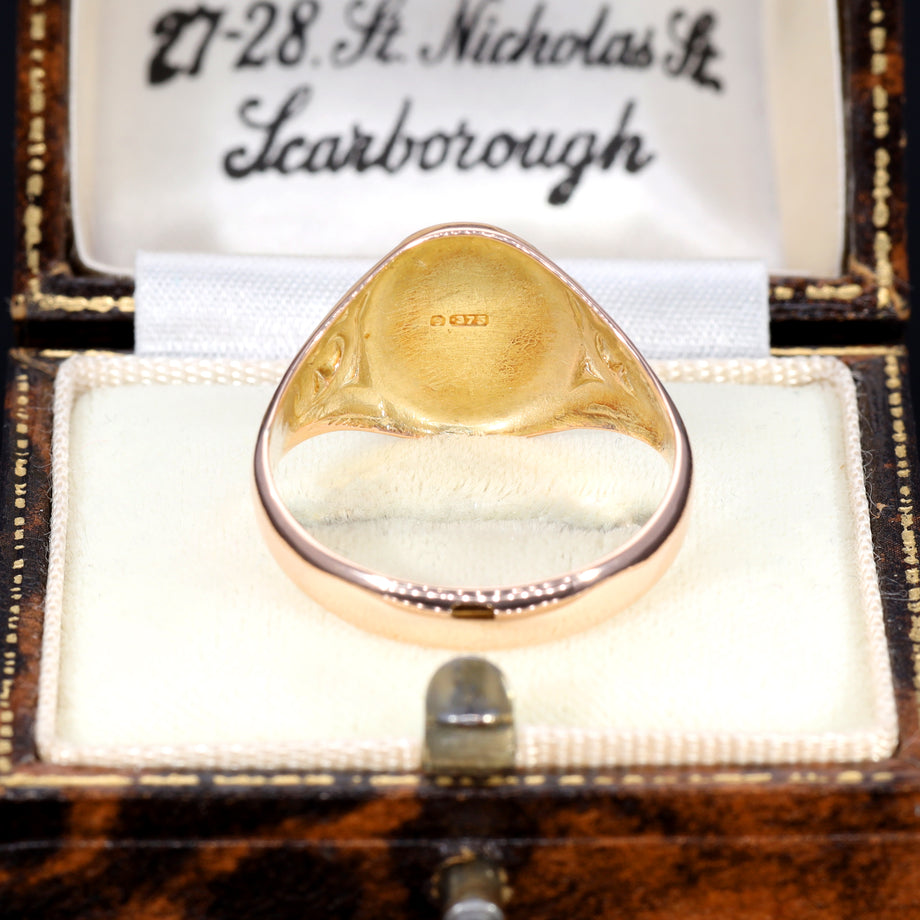 The Antique 1915 Oval Scrolled Signet Ring - Antique Jewellers