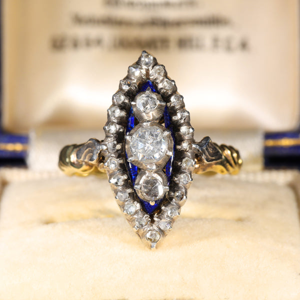 The Antique Georgian Rose Cut Diamond Navette Ring