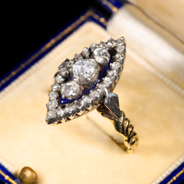 The Antique Georgian Rose Cut Diamond Navette Ring