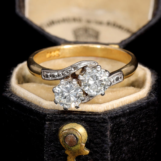 The Vintage Toi Et Moi Brilliant Cut Diamond Eternal Ring - Antique Jewellers