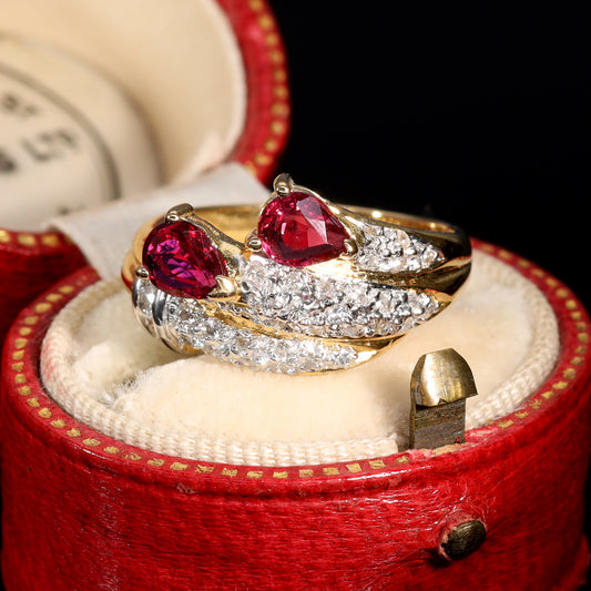 The Vintage Ruby and Diamond Claw Ring - Antique Jewellers