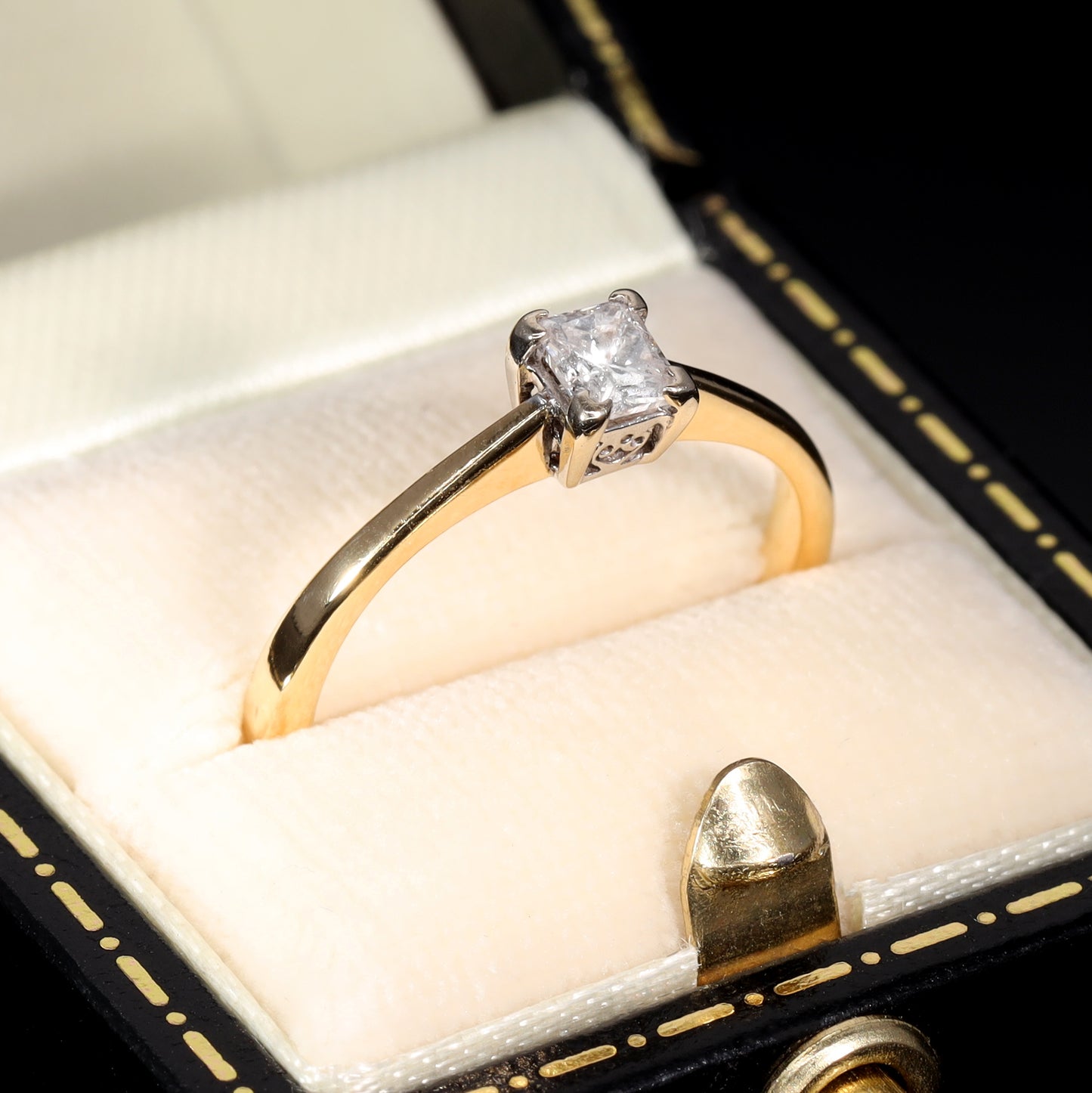 The Vintage Asscher Cut Solitaire Diamond Ring - Antique Jewellers