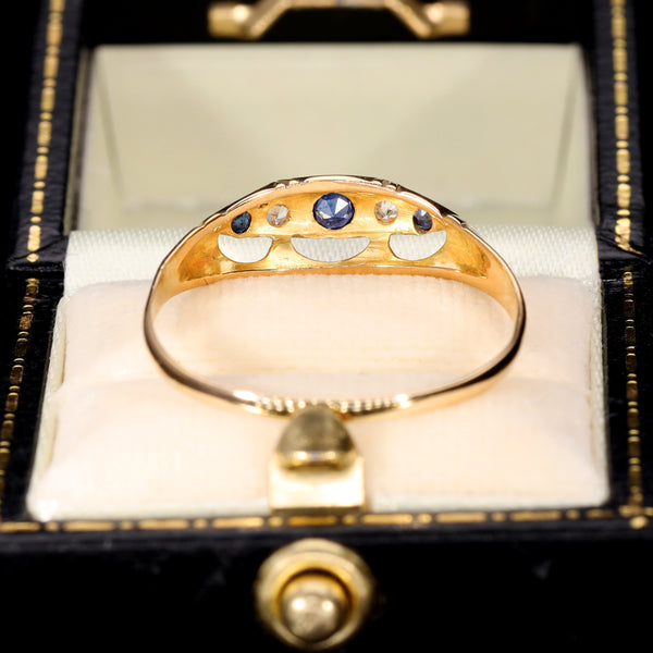 The Antique Sapphire and Diamond Boat Ring