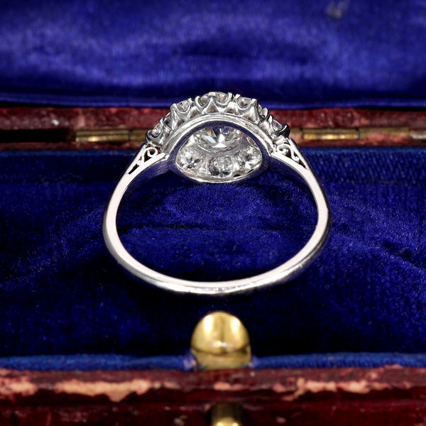 The Antique Platinum Brilliant Cut Diamond Cluster Ring