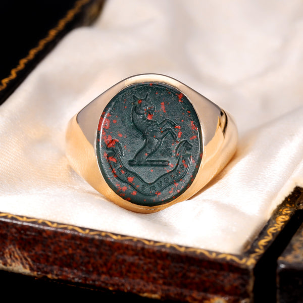 The Vintage 1963 Bloodstone Capricorn Signet Ring