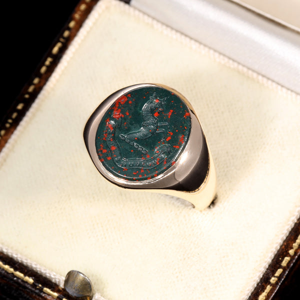 The Vintage 1963 Bloodstone Capricorn Signet Ring