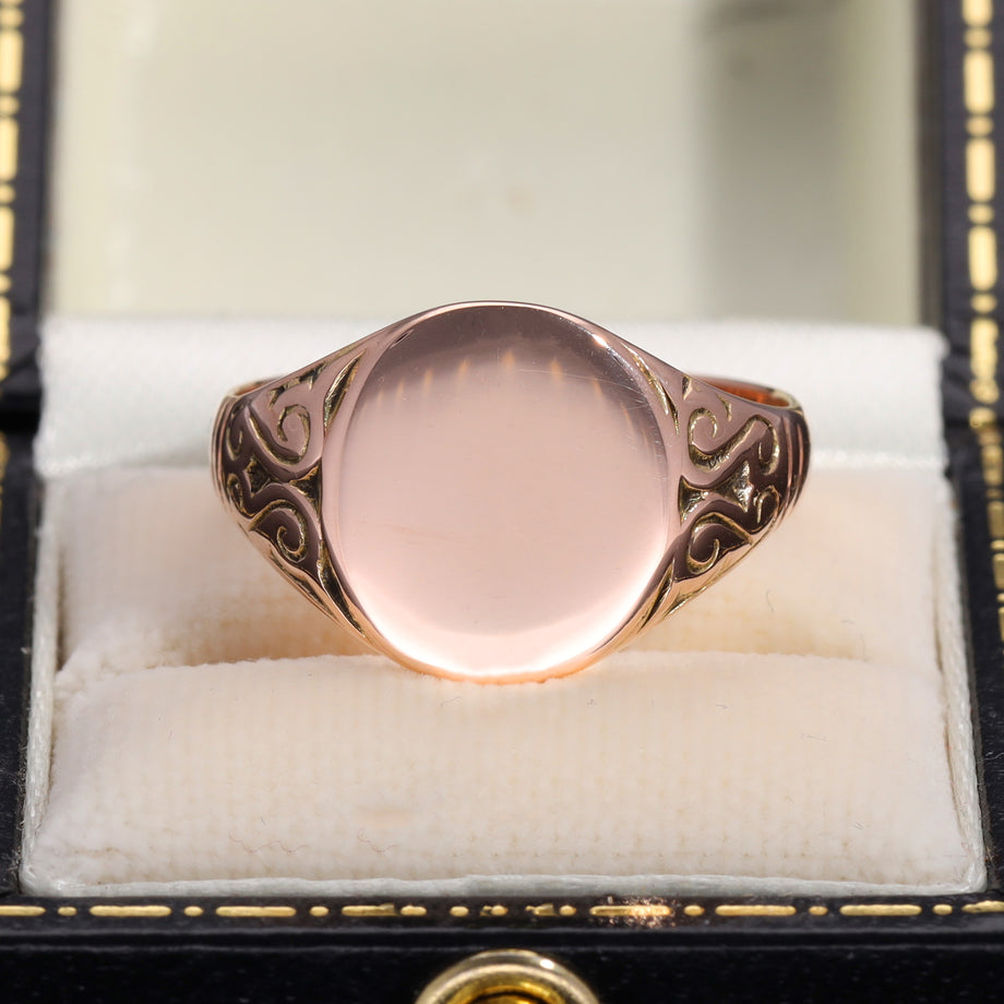 The Antique 1917 Rose Gold Oval Signet Ring