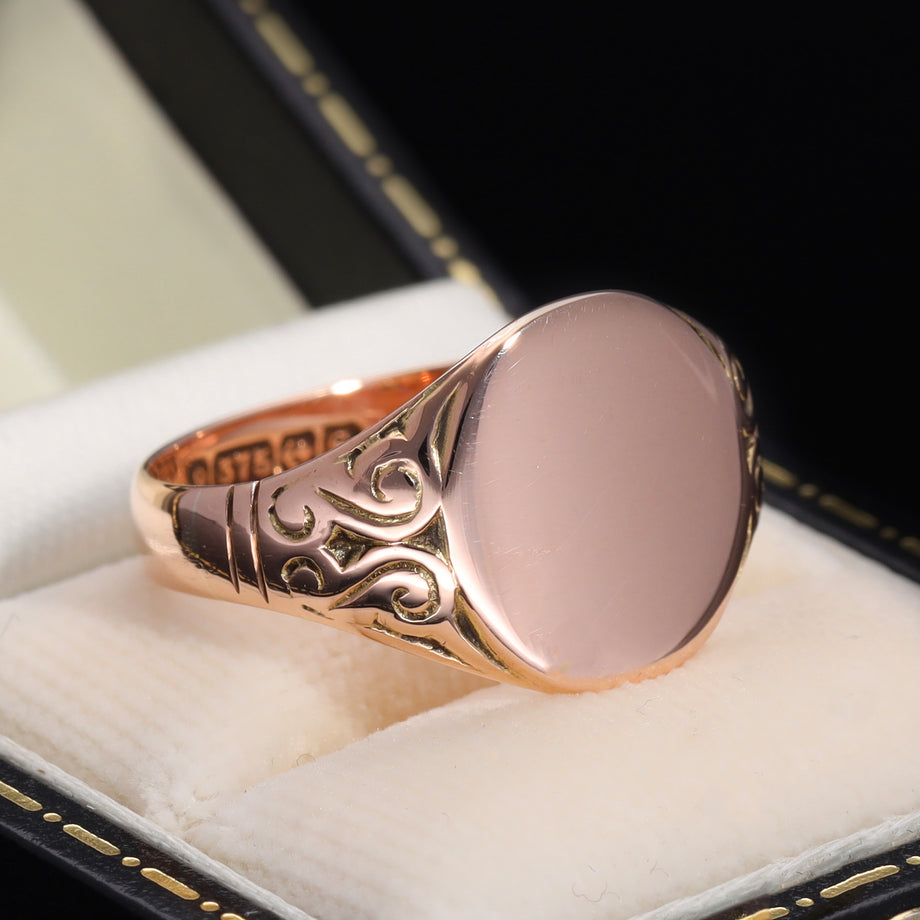 The Antique 1917 Rose Gold Oval Signet Ring