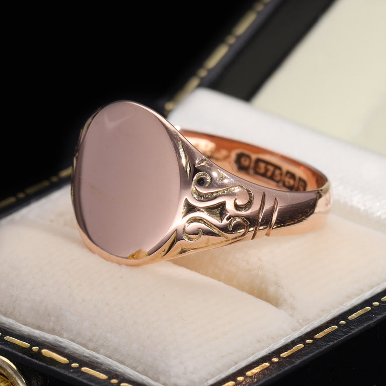 The Antique 1917 Rose Gold Oval Signet Ring
