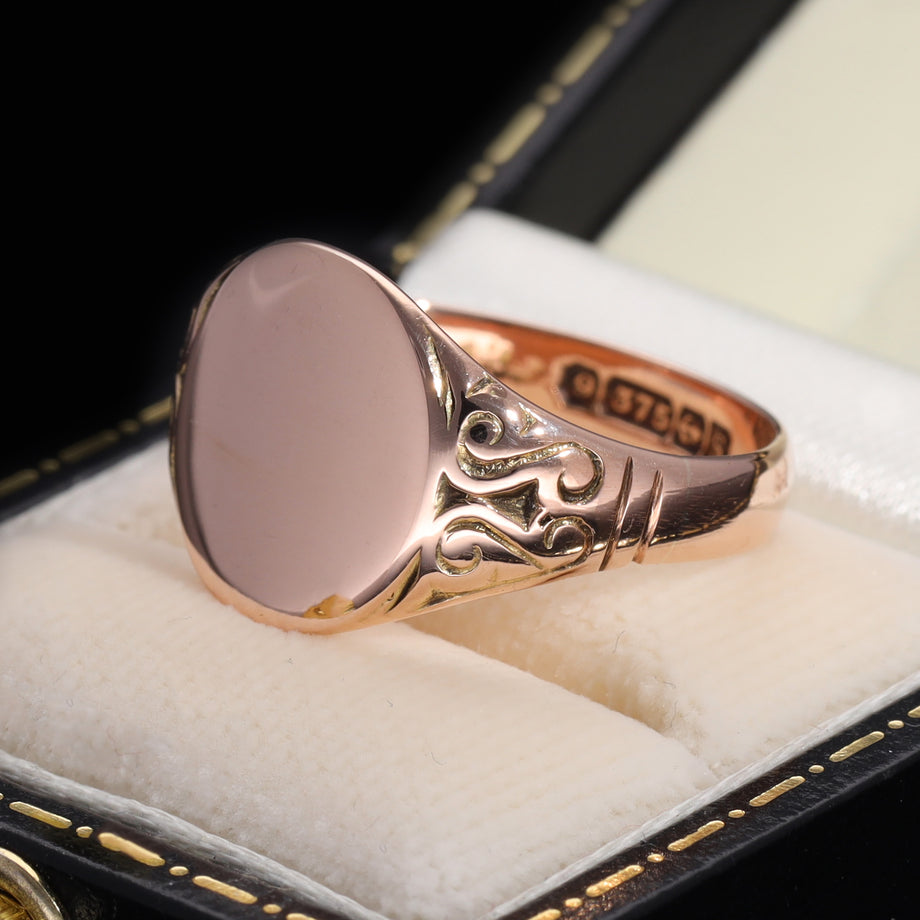 The Antique 1917 Rose Gold Oval Signet Ring