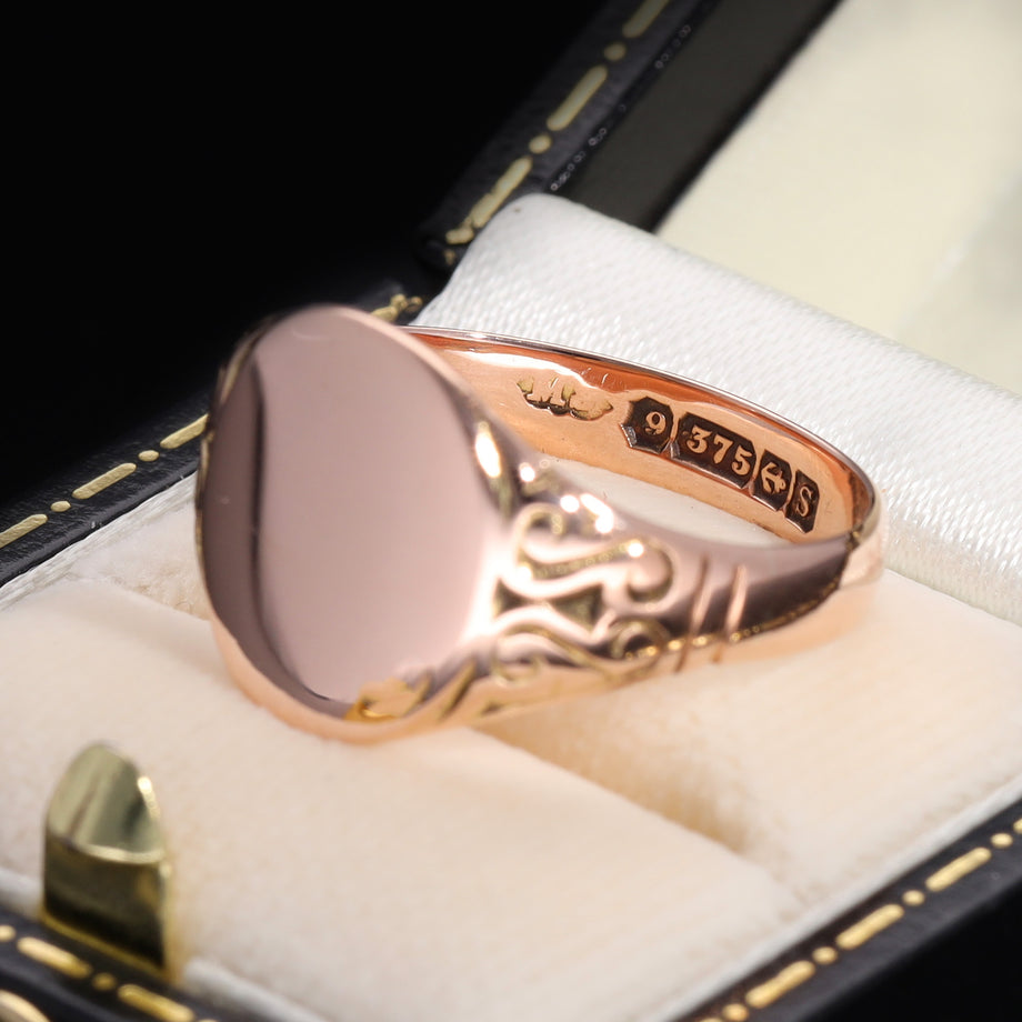 The Antique 1917 Rose Gold Oval Signet Ring