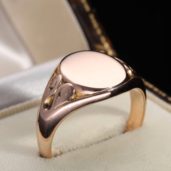 The Antique 1912 Oval Rose Gold Signet Ring