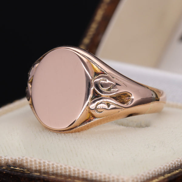 The Antique 1912 Oval Rose Gold Signet Ring