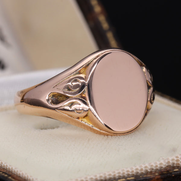 The Antique 1912 Oval Rose Gold Signet Ring