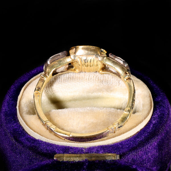 The Antique Georgian Foiled Back Amethyst and Diamond Mourning Ring