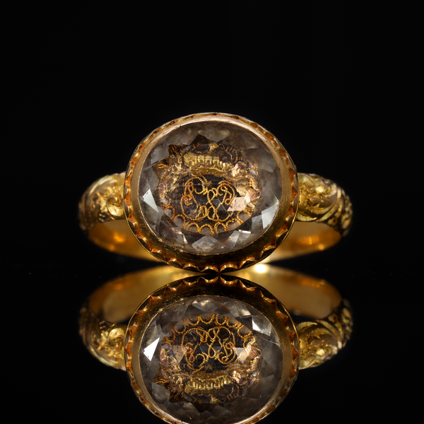 The Ancient 17th Century Memento Mori Gold Thread Cherub Ring