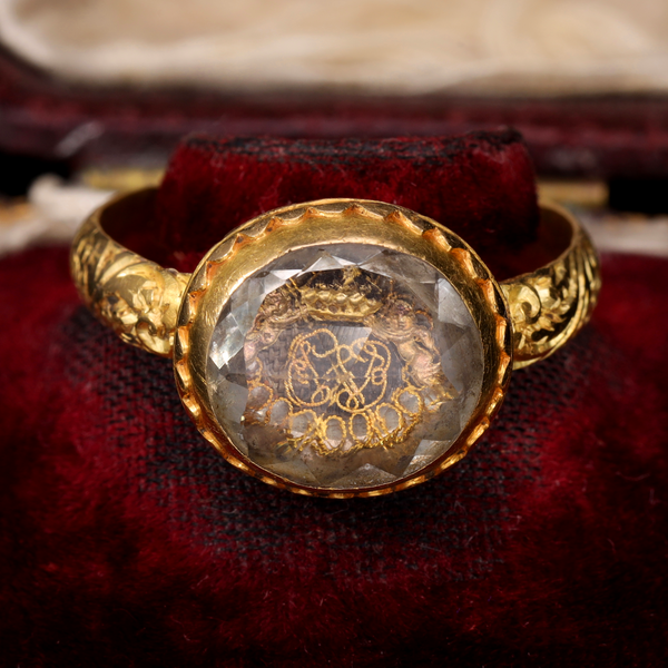 The Ancient 17th Century Memento Mori Gold Thread Cherub Ring