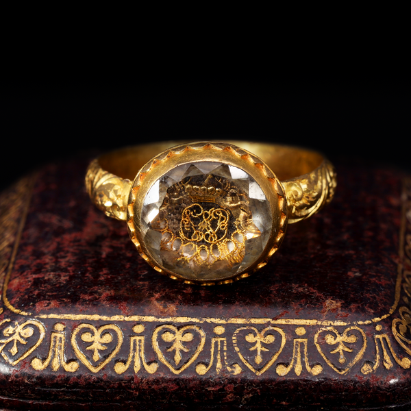 The Ancient 17th Century Memento Mori Gold Thread Cherub Ring