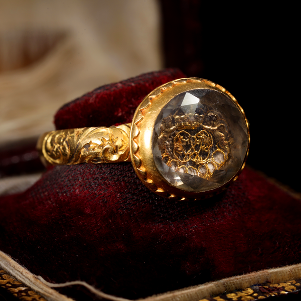 The Ancient 17th Century Memento Mori Gold Thread Cherub Ring