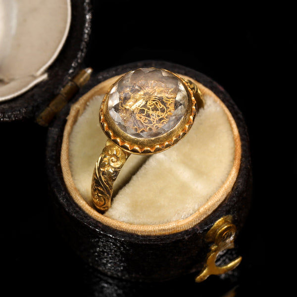 The Ancient 17th Century Memento Mori Gold Thread Cherub Ring