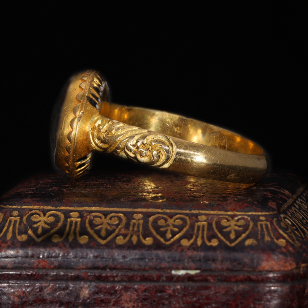 The Ancient 17th Century Memento Mori Gold Thread Cherub Ring