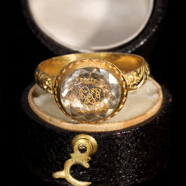 The Ancient 17th Century Memento Mori Gold Thread Cherub Ring