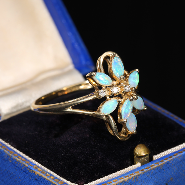 The Vintage 2000 Opal And Diamond Floral Ring