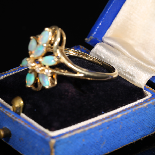 The Vintage 2000 Opal And Diamond Floral Ring