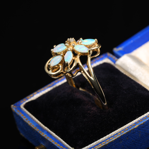 The Vintage 2000 Opal And Diamond Floral Ring