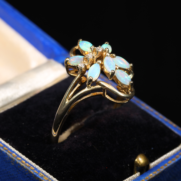 The Vintage 2000 Opal And Diamond Floral Ring