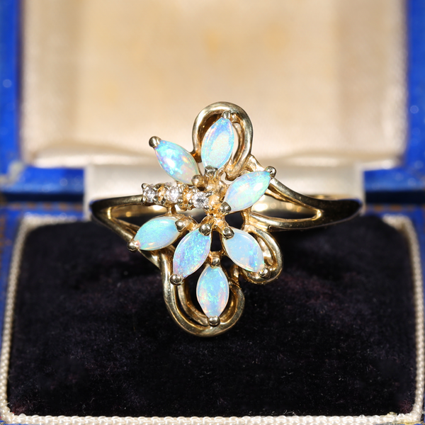 The Vintage 2000 Opal And Diamond Floral Ring