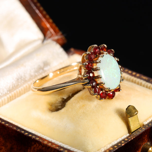 The Vintage 1992 Garnet and Opal Ring