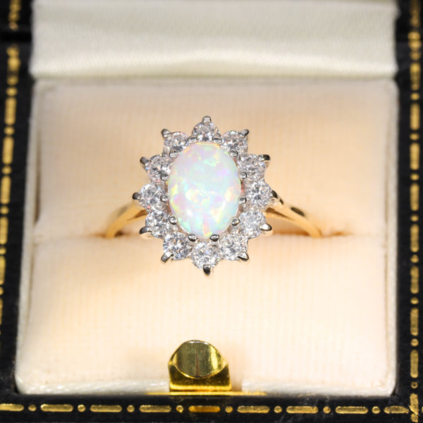 The Vintage Synthetic Opal and Paste Cluster 9ct Gold Cluster Ring