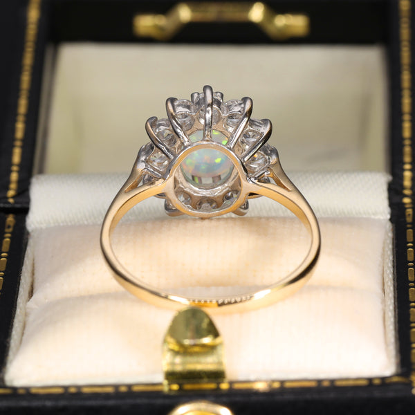 The Vintage Synthetic Opal and Paste Cluster 9ct Gold Cluster Ring