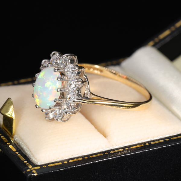 The Vintage Synthetic Opal and Paste Cluster 9ct Gold Cluster Ring