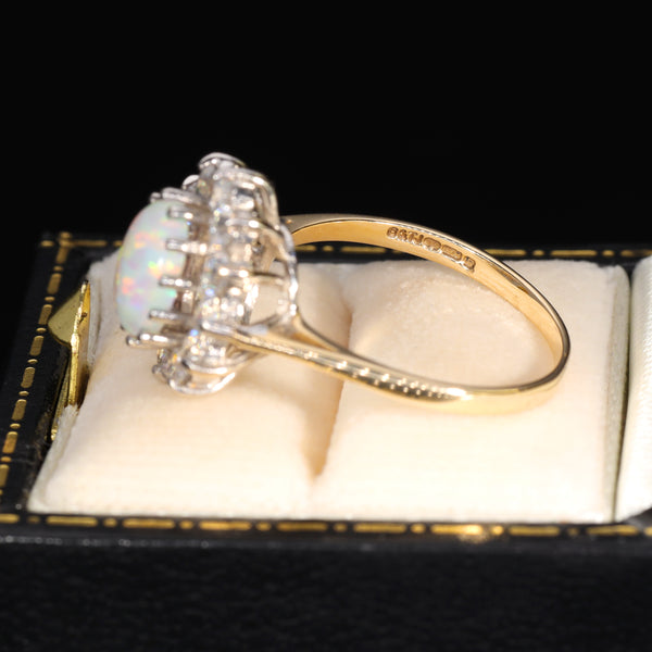 The Vintage Synthetic Opal and Paste Cluster 9ct Gold Cluster Ring