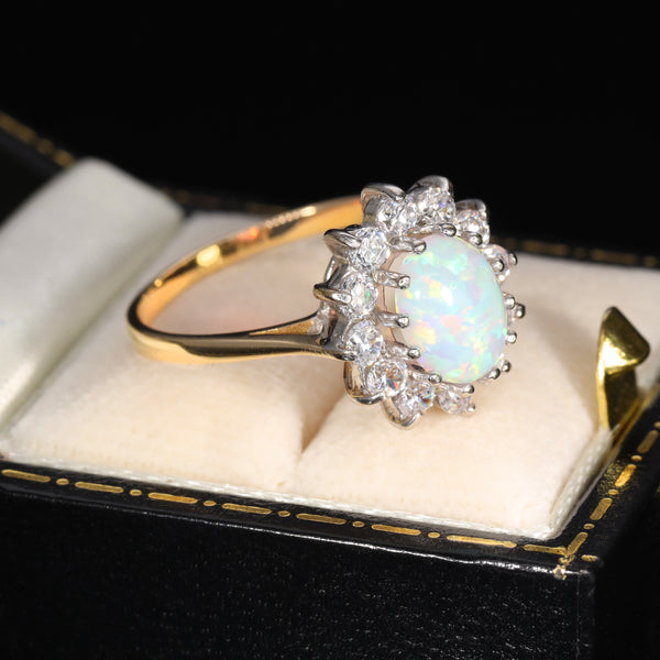 The Vintage Synthetic Opal and Paste Cluster 9ct Gold Cluster Ring