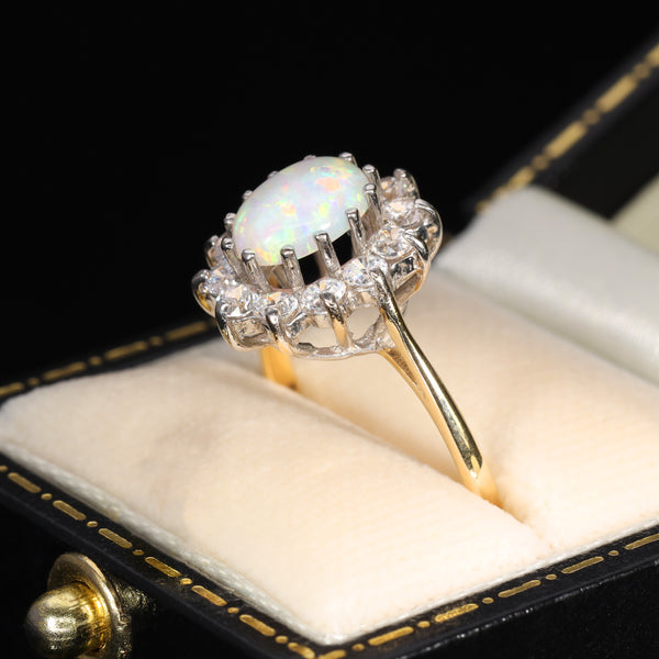 The Vintage Synthetic Opal and Paste Cluster 9ct Gold Cluster Ring