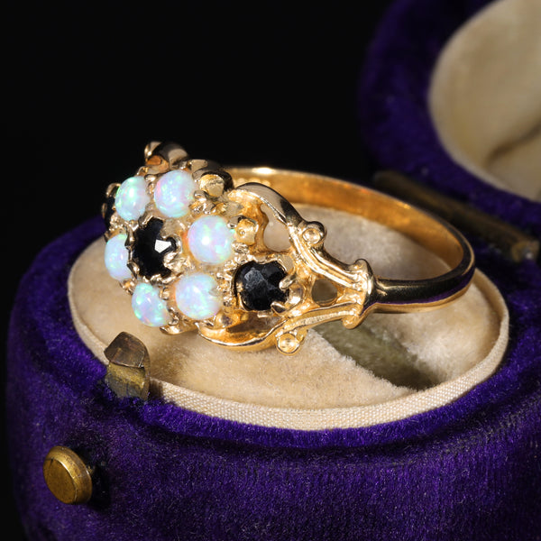 The Vintage Opal and Sapphire Bloom Ring